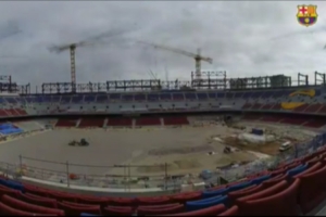 开云体育-完成画线工作巴萨晒诺坎普翻修延时视频，配文：我们的家