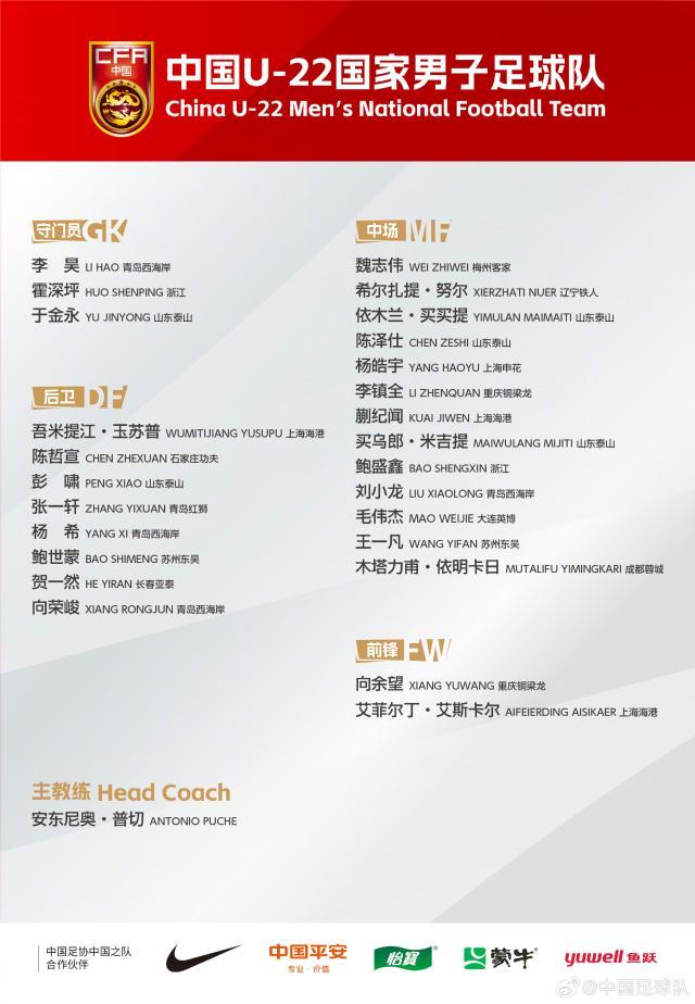 网页版登录入口-U22男足集训名单公布 李昊、毛伟杰、杨希等人入选
